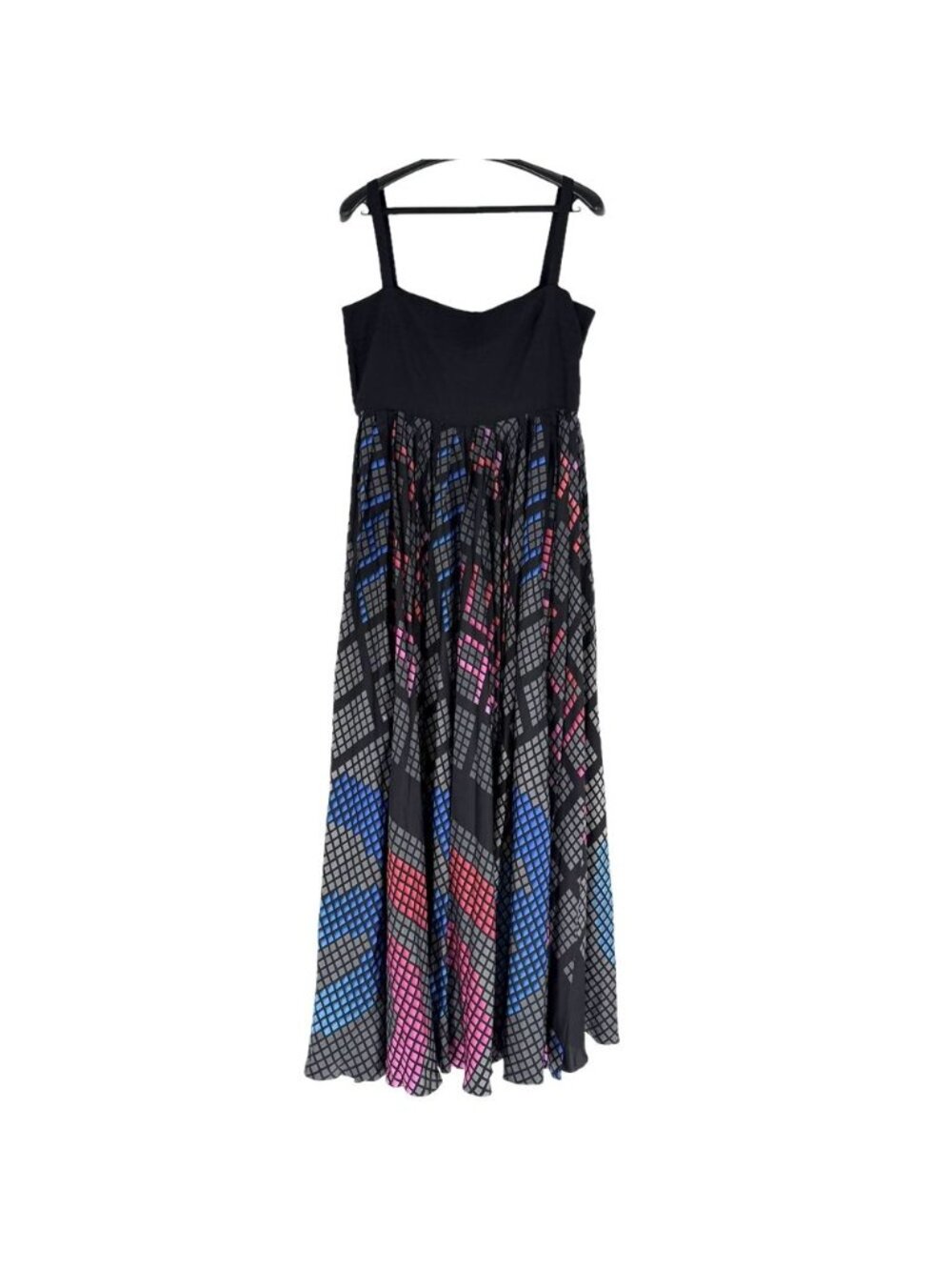 Chanel Dress Long Skirt CC Logo Black Multicolor Silk Spring Summer 36